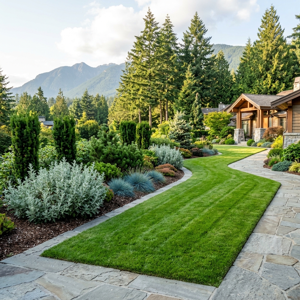 Manicured lawn upkeep